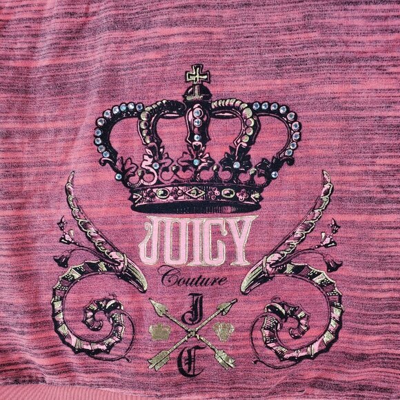 Vintage Y2K Juicy Couture Pink Velour Zip-Up Hoodie Jacket XL Space Dyed Crown - Picture 4 of 8